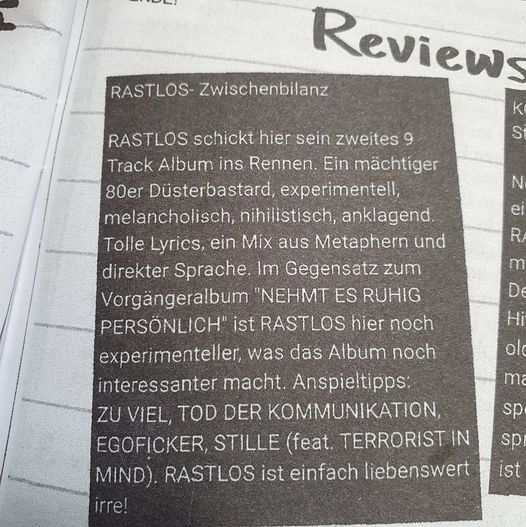 Review zum zweiten Album von Rastlos